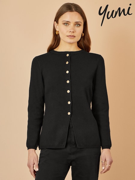 Negro - Yumi Knitted Fitted Button Down Peplum Cardigan (Y03961) | 78 €