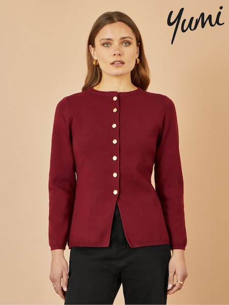 Rojo - Yumi Knitted Fitted Button Down Peplum Cardigan (Y03978) | 78 €