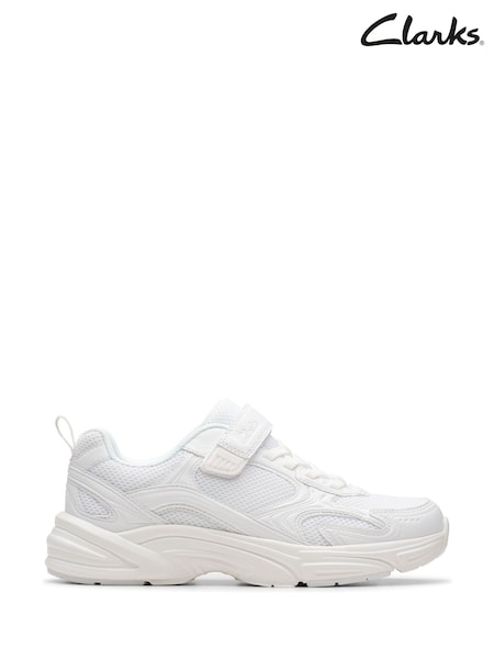 Clarks White Crafton Move Kids Shoes (Y04038) | €33 - €36
