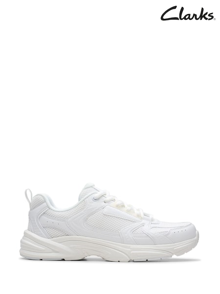 Clarks White Crafton Move Youth Shoes (Y04040) | €38 - €41