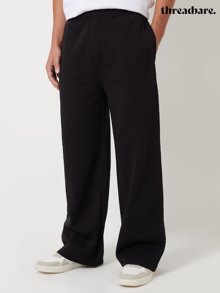 Threadbare Black Wide Leg Pique Joggers (Y04213) | AED159