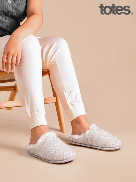 Totes Isotoner Ladies Sparkle Knit Swept Back Mule Slippers (Y04235) | ‏151 د.إ.‏