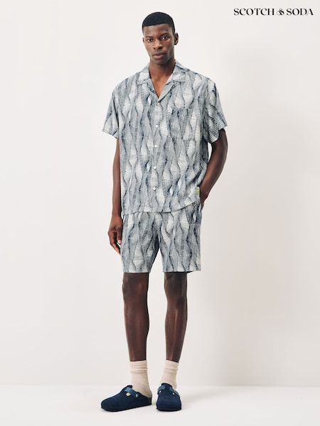 Scotch & Soda Blue Fave Printed Bermuda Elasticated Waist Shorts (Y04245) | €120