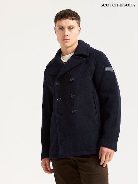 Scotch & Soda Blue Wool Blend Peacoat (Y04247) | €338