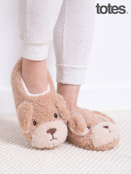 Totes Cream Toasties Ladies Novelty Dog Full Back Slippers (Y04251) | R$ 275