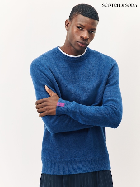 Scotch & Soda Blue Soft Knit Regular Fit Crew Neck Jumpers (Y04255) | €141