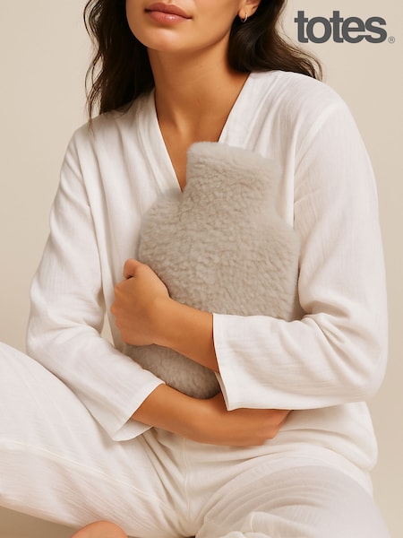 Totes Grey Toasties Ladies Textured Faux Fur Hot Water Bottle (Y04268) | €28