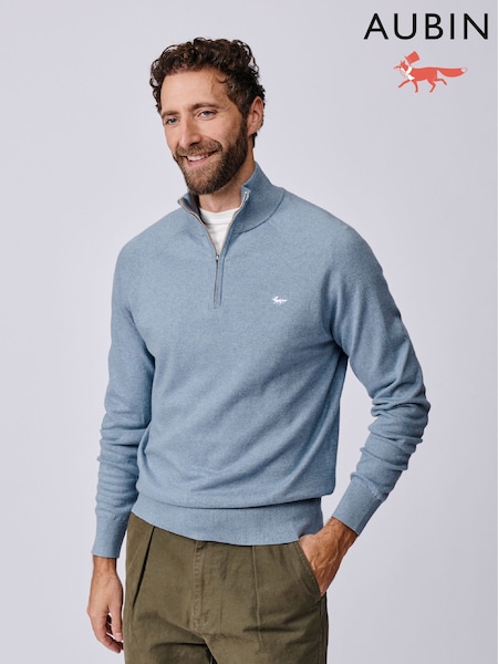 Aubin Blue Bonby Zip Neck Jumper (Y04356) | €124