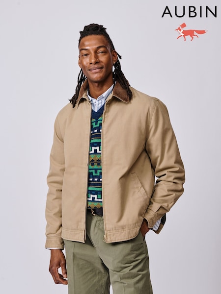 Aubin Brown Newland Canvas Harrington Jacket (Y04362) | AED1,042