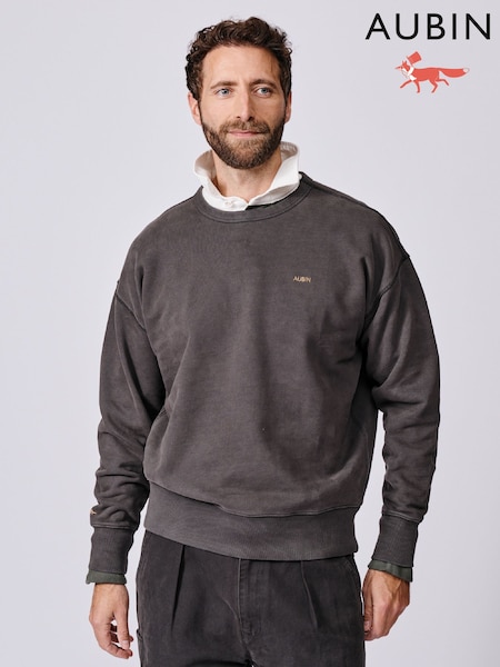 Aubin Brandon Crew Neck Black Sweat Top (Y04385) | kr1 241
