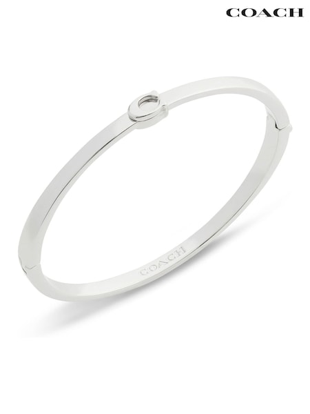 COACH Silver Tone Signature C Bangle Boxed Bracelet (Y04411) | €95