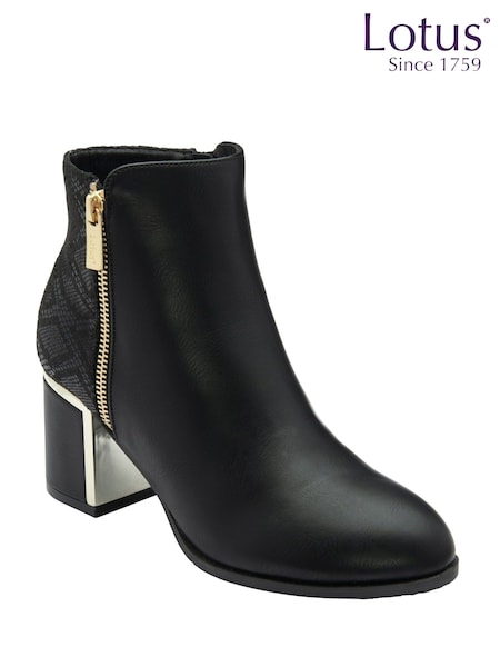 Lotus Black Heeled Ankle Boots (Y04454) | €86