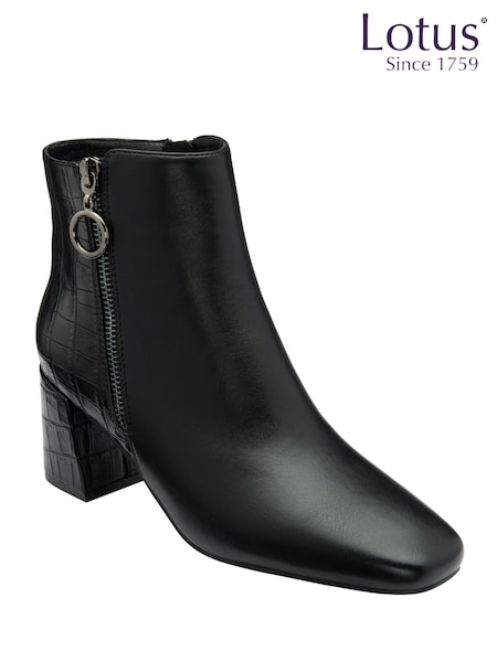 Lotus Black Heeled Ankle Boots (Y04455) | €83