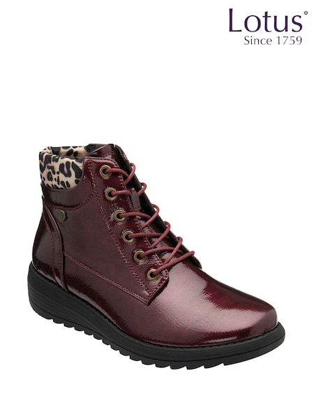 Lotus Red Patent Ankle Boots (Y04459) | €86