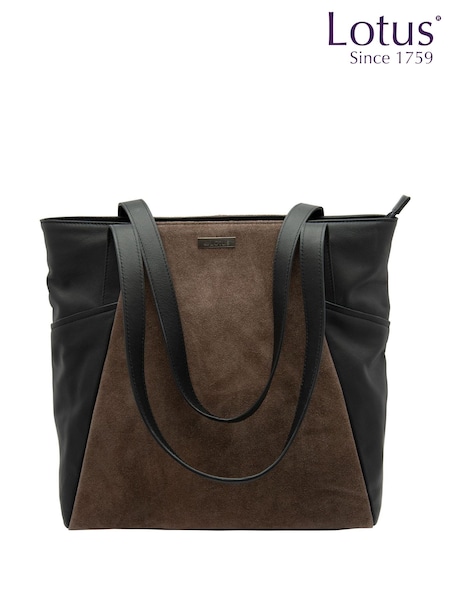 Lotus Brown Leather & Suede Tote Bag (Y04463) | €93