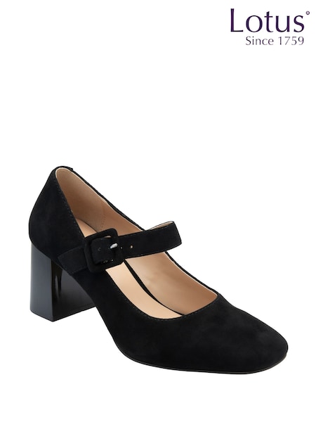 Lotus Black Suede Court Shoes (Y04472) | AED466