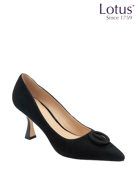 Lotus Black Suede Court Shoes (Y04502) | AED466