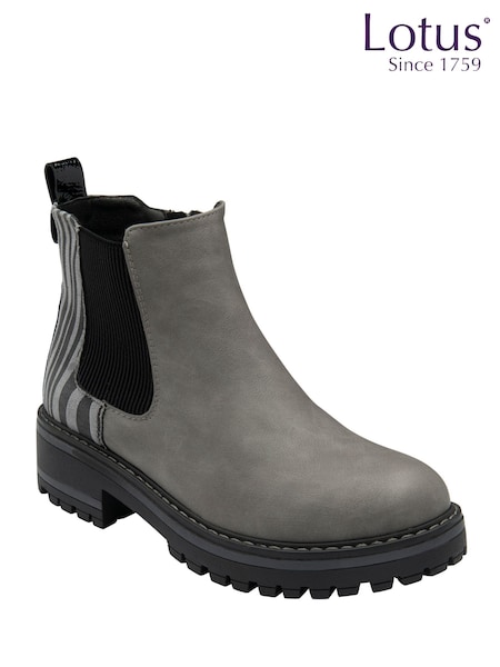 Lotus Grey Zip-Up Ankle Boots (Y04504) | R$ 640