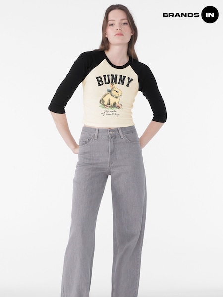 Brands In Natural Bunny Happy Graphic T-Shirt (Y04583) | €45