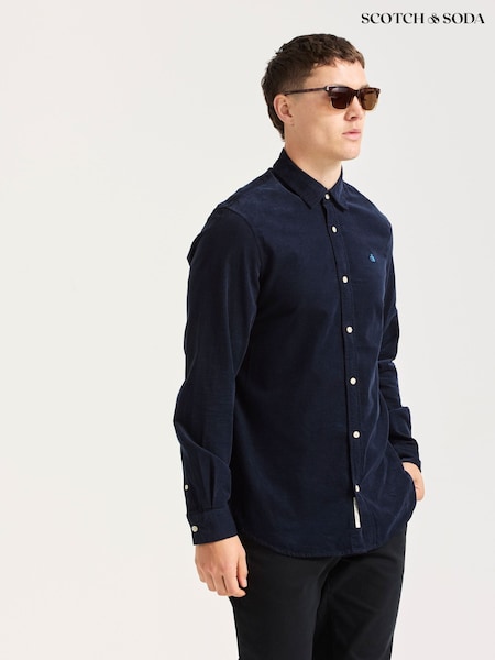 Scotch & Soda Blue Regular Fit Corduroy Shirt (Y04599) | €141