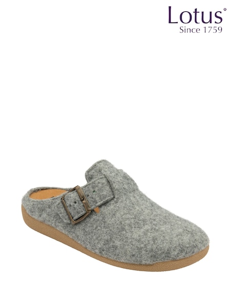 Lotus Grey Textile Mule Slippers (Y04649) | €46