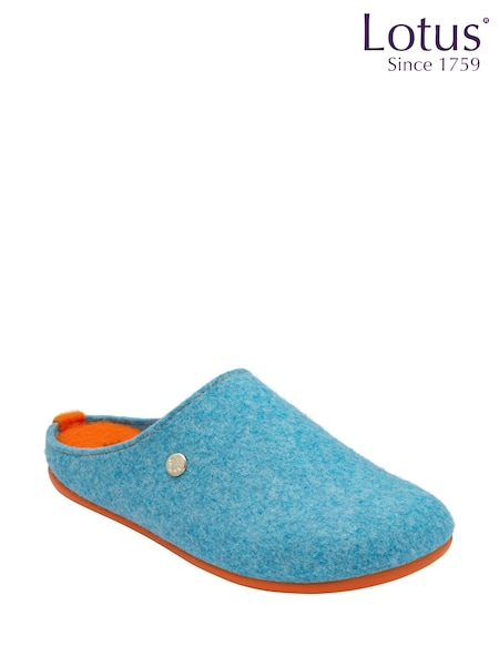 Lotus Blue Textile Flat Mule Slippers (Y04654) | €37