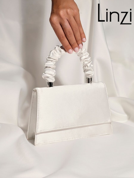 Linzi Cream Vow Clutch With Embellished Top Handle (Y04656) | OMR24