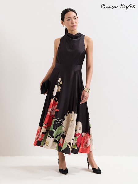 Phase Eight Black Natalie Floral Print Dress (Y04676) | €183