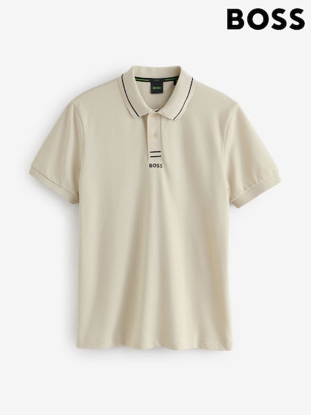 BOSS Cream Paule Regular-Fit Logo Polo Shirt (Y04744) | €158