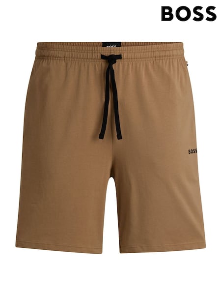 Creme - BOSS Regular-Fit Logo Stretch Shorts (Y04772) | R$ 385