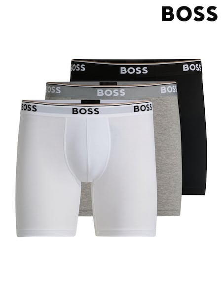 BOSS White Power Logo Long Boxers 3 Pack (Y04778) | €62