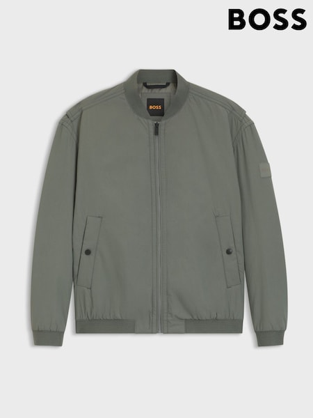 BOSS Grey Ovarsi Logo Regular-Fit Bomber Jacket (Y04878) | SGD 674