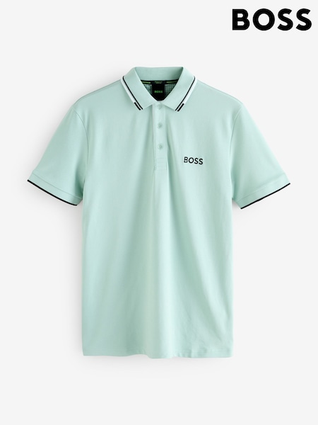 BOSS Light Green Paddy Pro Tipped Collar Polo Shirt (Y04881) | €131