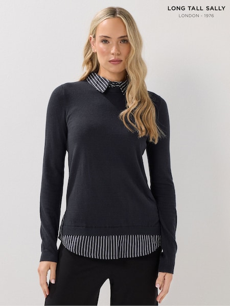 Long Tall Sally Blue 2 In 1 Shirt Jumper (Y04893) | €47