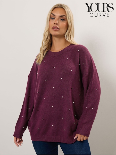 Yours Curve Purple Embellished Front Jumper (Y04911) | €45