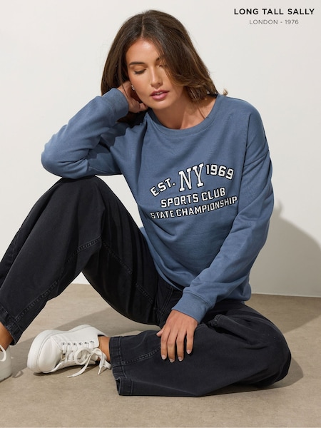Long Tall Sally Blue Embroidered Sweatshirt (Y04912) | R$ 285