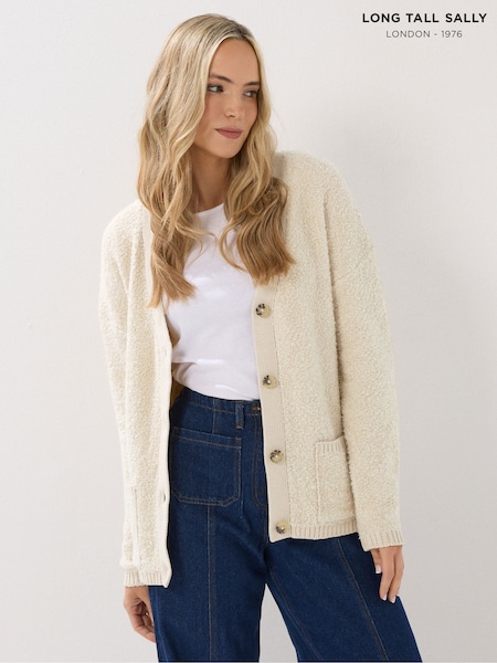 Long Tall Sally Cream Boucle Cardigan (Y04923) | €52
