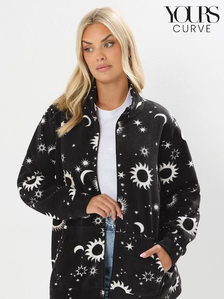 Yours Curve Black Zip Through Fleece (Y04938) | €36