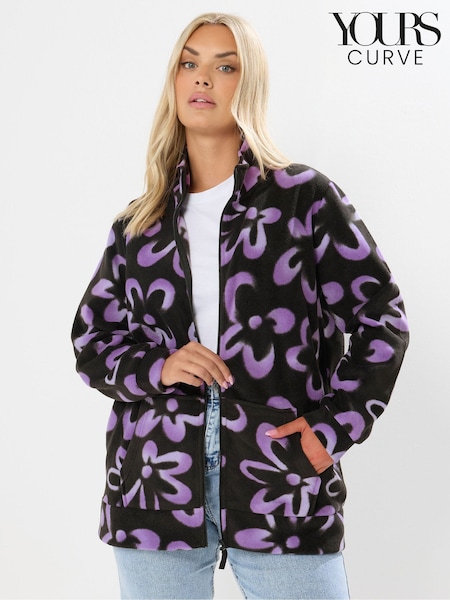 Yours Curve Black Zip Through Fleece (Y04943) | €36