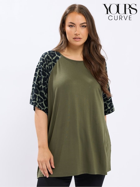 Verde - Yours Curve Oversized Lace Chevron T-Shirt (Y04951) | R$ 235
