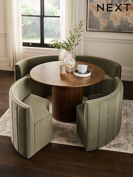 Soft Velvet Olive Green Curved Dining Bench (Y05027) | €1,525