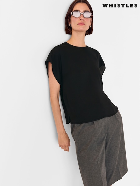 Whistles Short Sleeve Crepe Shell Top (Y05045) | R$ 780