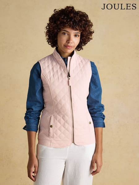 Joules Minx Light Pink Showerproof Diamond Quilted Gilet (Y05062) | OMR31