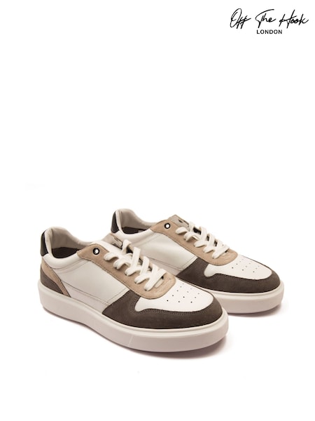 Off The Hook White Dylan Suede Leather Elevated Platform Sneakers (Y05166) | R$ 385
