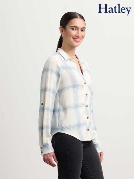 Hatley Natural Lila Button Down Turquoise Plaid Shirt (Y05308) | R$ 740
