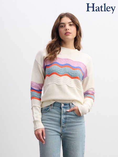 Hatley Natural Pointelle Wave Jumper - Summer Sky Ripple (Y05319) | AED466