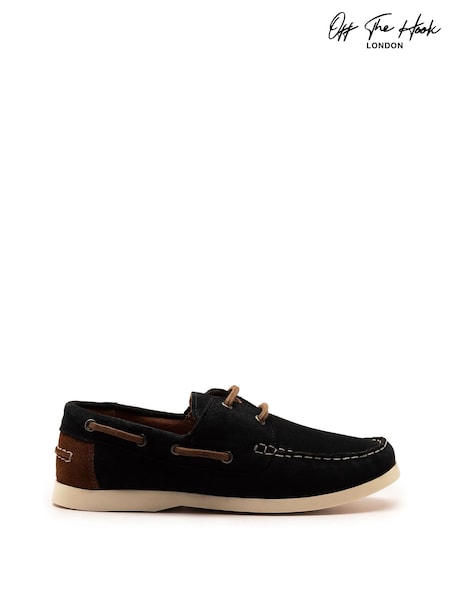 Off The Hook Blue Sadler Suede Leather Lace-Up Boat Shoes (Y05326) | OMR18