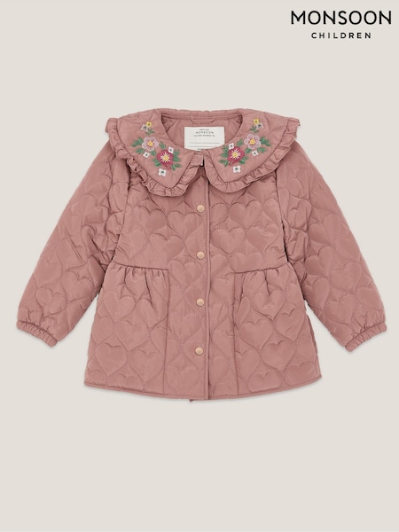 Monsoon Pink Embroidered Heart Quilted Coat (Y05405) | €64 - €77
