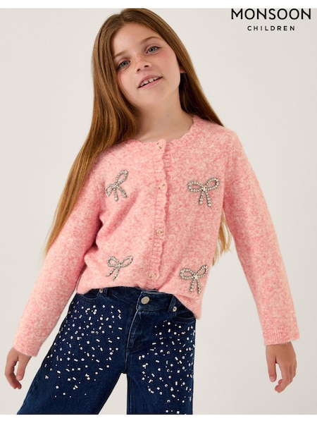 Monsoon Pink Bow Embellished Cardigan (Y05414) | €40 - €45