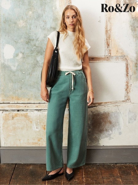 Ro&Zo Green Petite Denim Drawstring Waist Jeans (Y05418) | €126